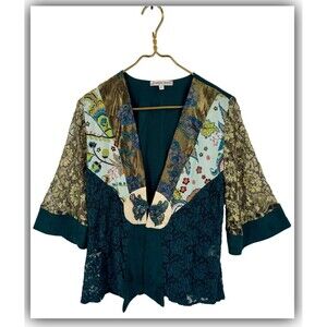 VTG Y2K Spencer Alexis Silk Blend Sheer Kimono Top Jacket Whimsical Fairy Sz S